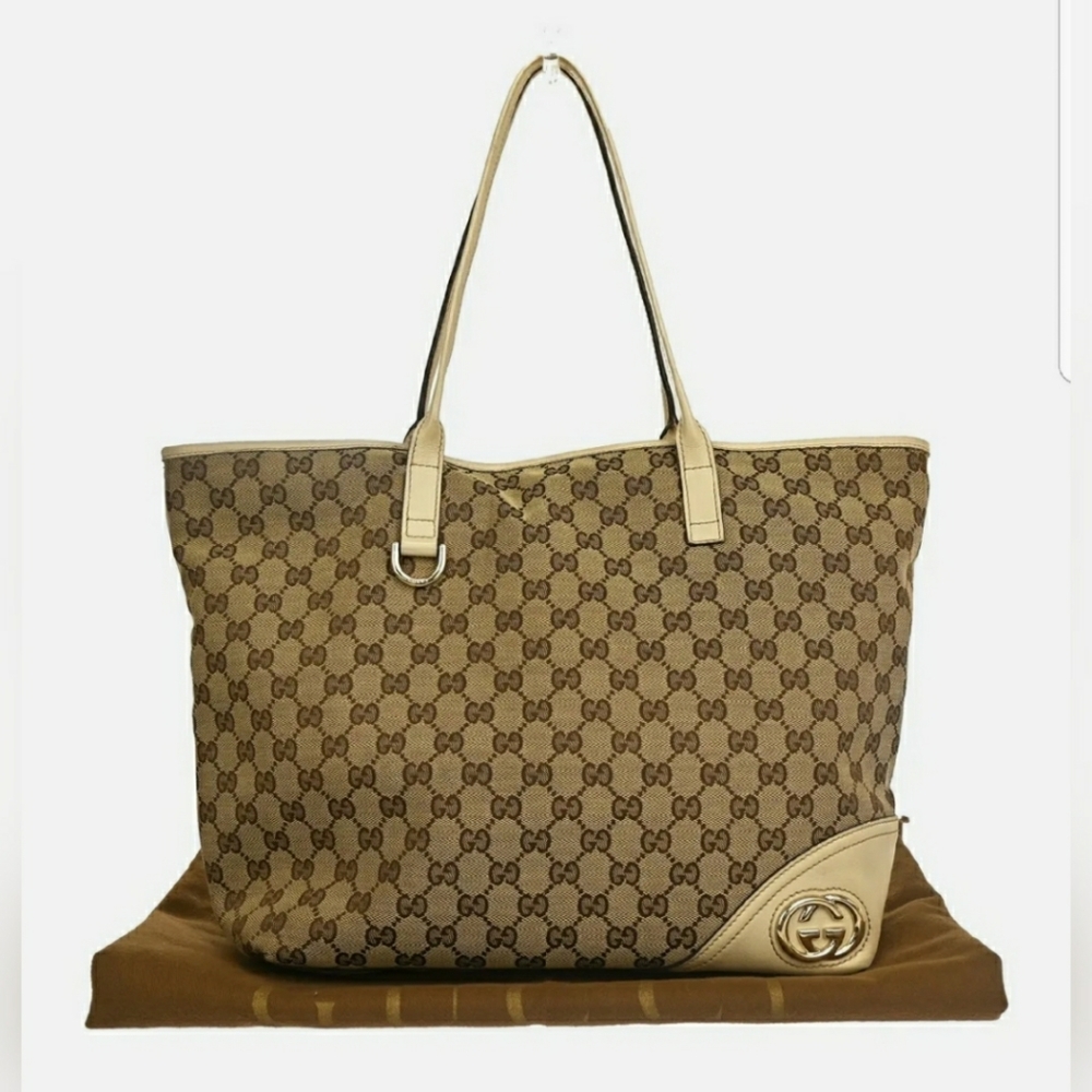 Gucci Logo Gg Pattern Britt Shoulder Tote Bag Ca - Gem